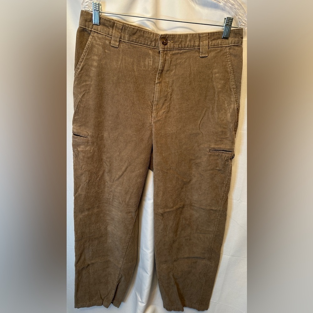 Geoffrey Beene‎ Size 34x31 Corduroy Cargo Pants Khaki Tan Flat Front Preppy
